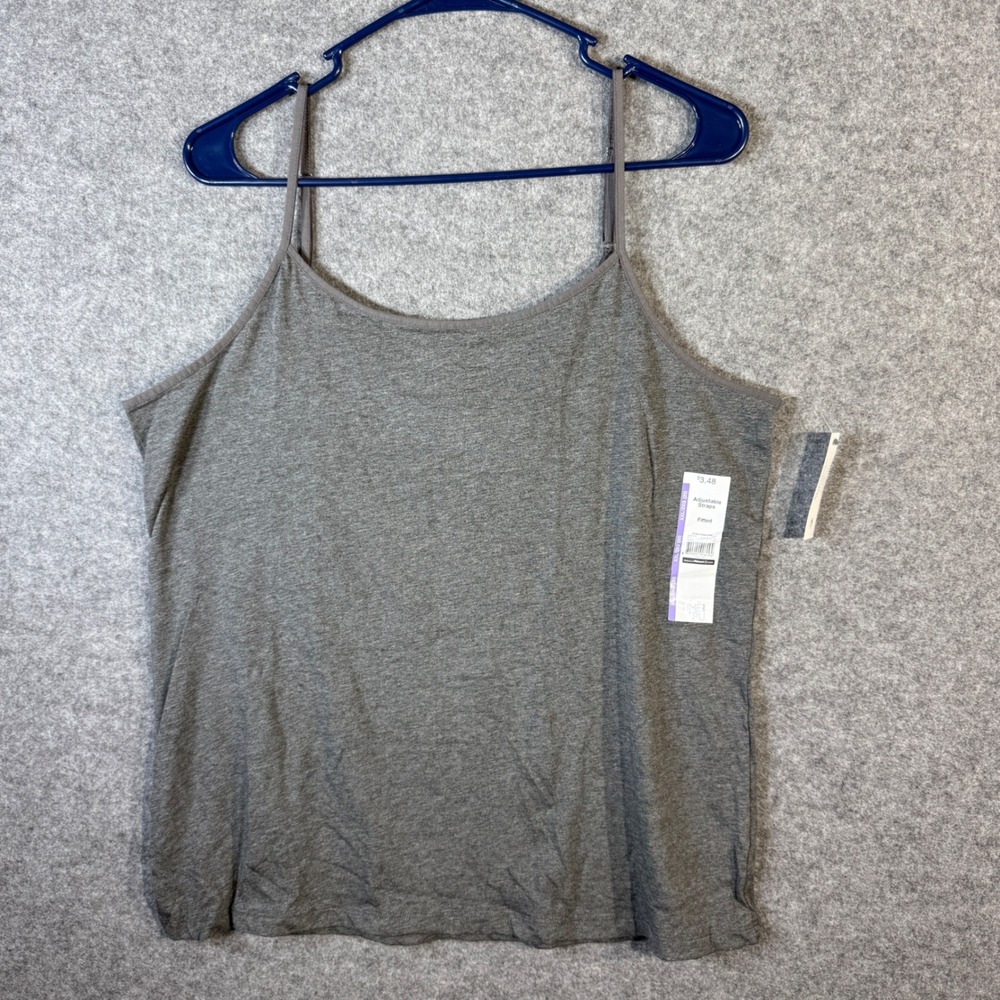 Time and Tru XXL Grey Cami Tank Top Adjustable Straps Fitted NWT Plus Size